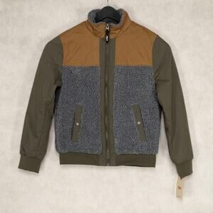 Levi's Men Mixed Media Sherpa Bomber Jacket Olive Size S